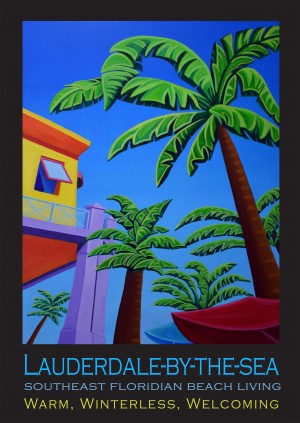 Lauderdale-By-The-Sea Vintage style poster